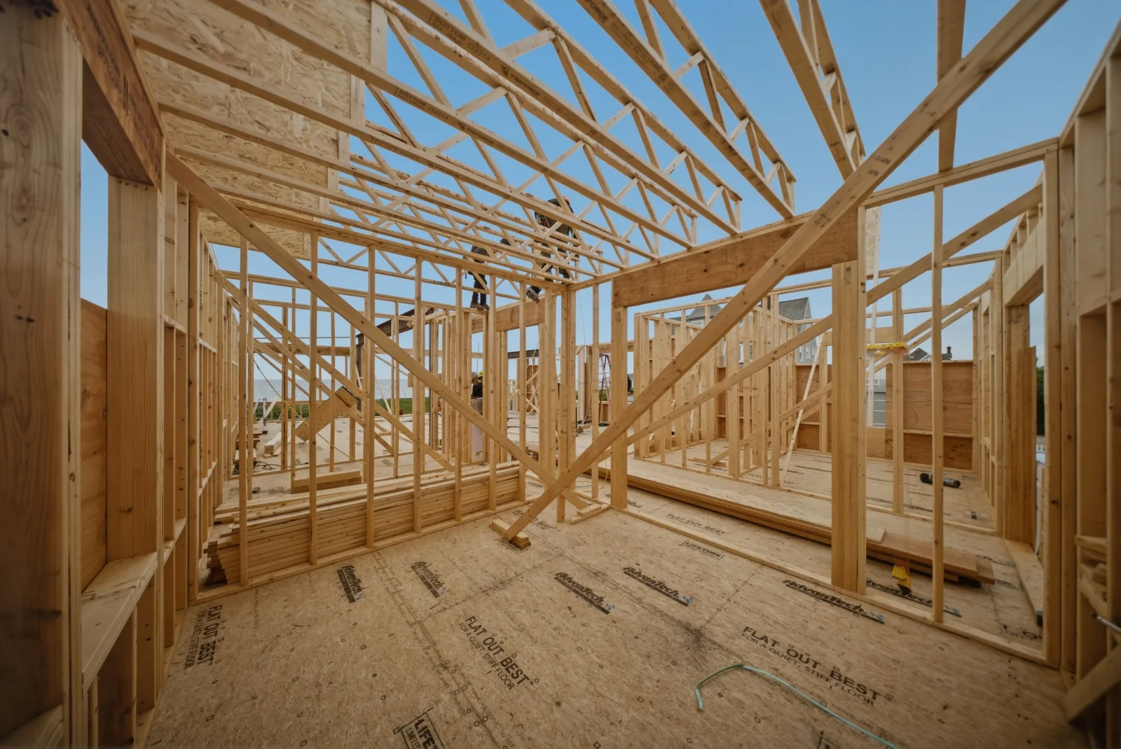 Home addition framing tied into an existing house on the South Shore