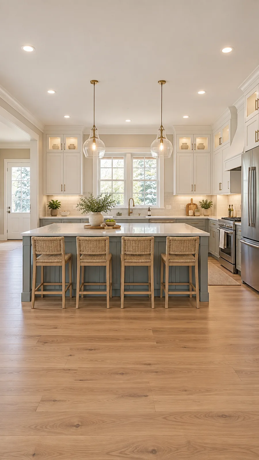 Remodeled open kitchen with island on the South Shore